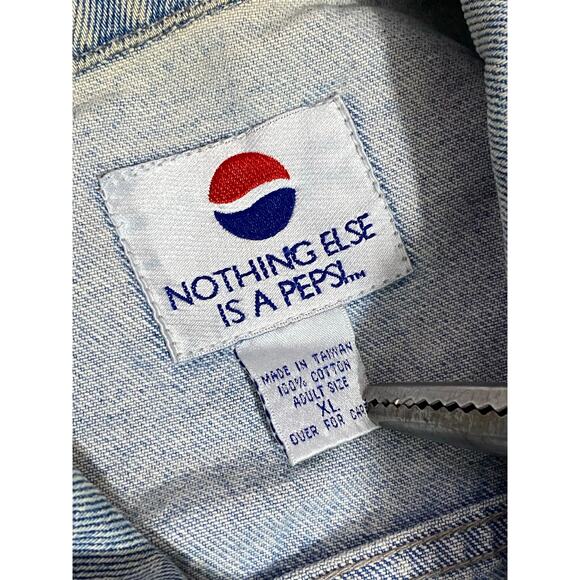 Vintage Pepsi Trucker Jacket Mens XL Light Wash Blue Denim Button 90s Y2K - Picture 6 of 11